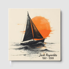 Sunrise Sailboat-Silhouette für Gedächtnisdienst Gästebuch