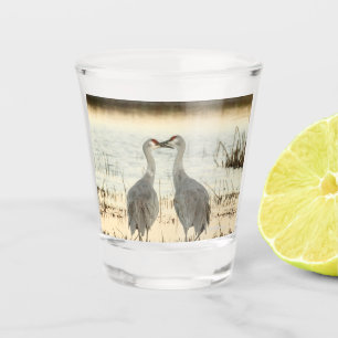 Sunrise Sandhill Crane-Paar Schnapsglas