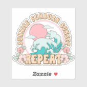 Sunrise Sunburn Sunset Wiederholen Retro Boho Aufkleber (Blatt)