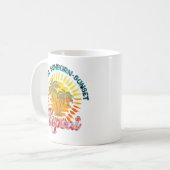 Sunrise-Sunburn-Sunset-Wiederholung | Golden Palm Kaffeetasse (Vorderseite Links)