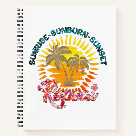 Sunrise-Sunburn-Sunset-Wiederholung | Golden Palm  Notizblock (Vorderseite)