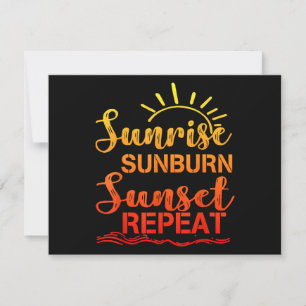 Sunrise Sunburn Sunset Wiederholung Retro Sommer Feiertagskarte