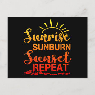 Sunrise Sunburn Sunset Wiederholung Retro Sommer Feiertagspostkarte
