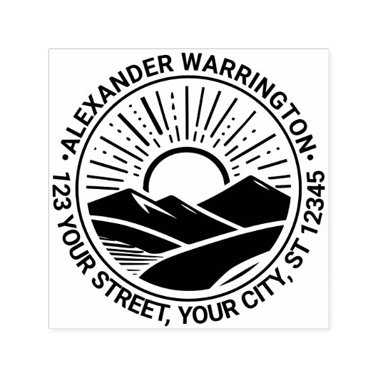 Sunrise Sunset Behind Mountains #2 Name Adresse Permastempel (Design)