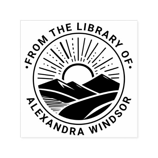 Sunrise Sunset Behind Mountns #2 Bibliotheksname Permastempel (Design)