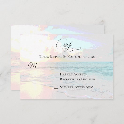 *~* Sunrise Sunset Sea Ocean - Beach Wedding UAWG RSVP Karte (Vorne/Hinten)