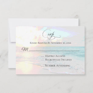 *~* Sunrise Sunset Sea Ocean - Beach Wedding UAWG RSVP Karte