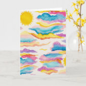 Sunrise Sunset Watercolor Blank Grußkarte Karte (Gelbe Blume)