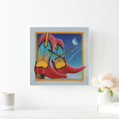 Sunrise Sunset Western COWBOY BOOT WALL CLOCK Quadratische Wanduhr (Zuhause)