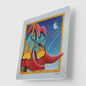 Sunrise Sunset Western COWBOY BOOT WALL CLOCK Quadratische Wanduhr (Winkel)