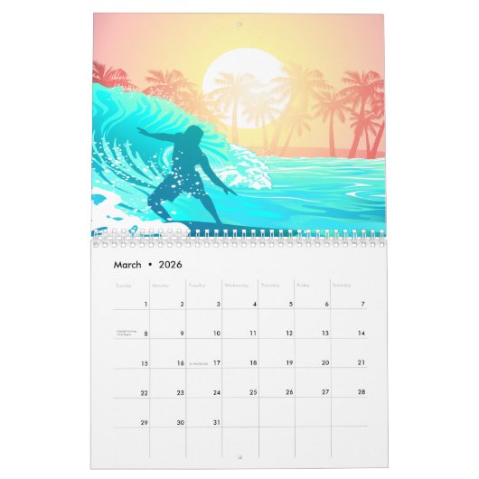 Sunrise Surfer Kalender (Mär 2026)