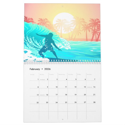 Sunrise Surfer Kalender (Feb 2026)