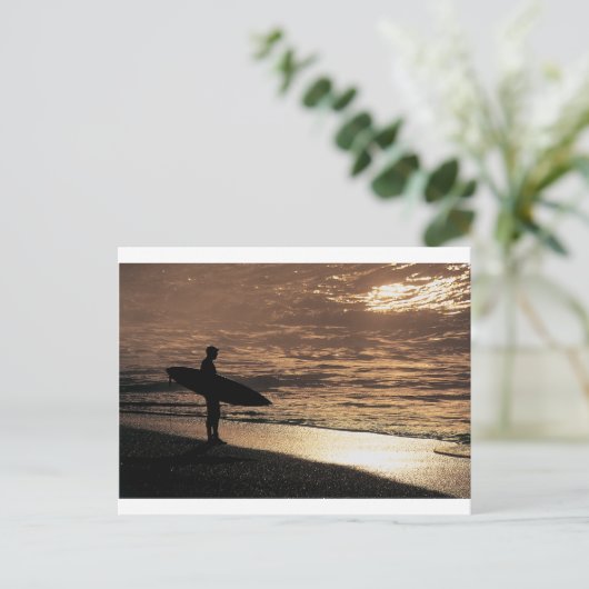 Sunrise Surfer Postkarte (Stehend Vorderseite)