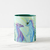 Sunrise Swim Sea Dragon Mermaid Cat Fine Art Mug Zweifarbige Tasse (Mittel)