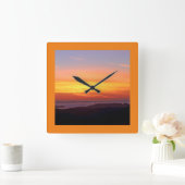 Sunrise to Sunset Orange Quadratische Wanduhr (Zuhause)