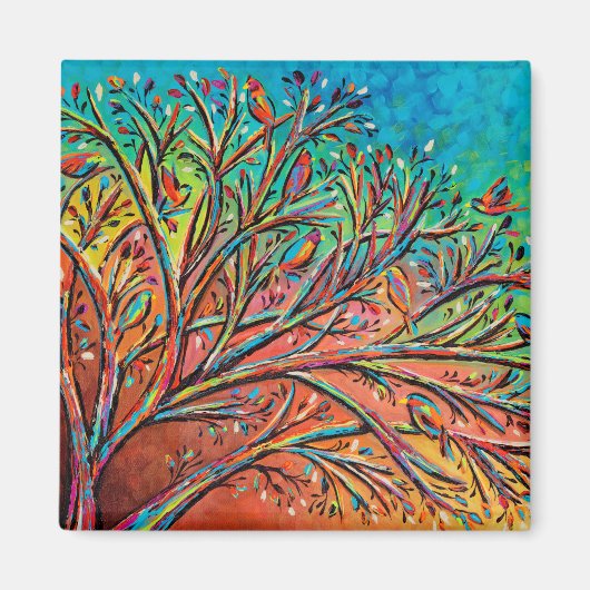 Sunrise Treetop Birds II Magnet (Vorne)