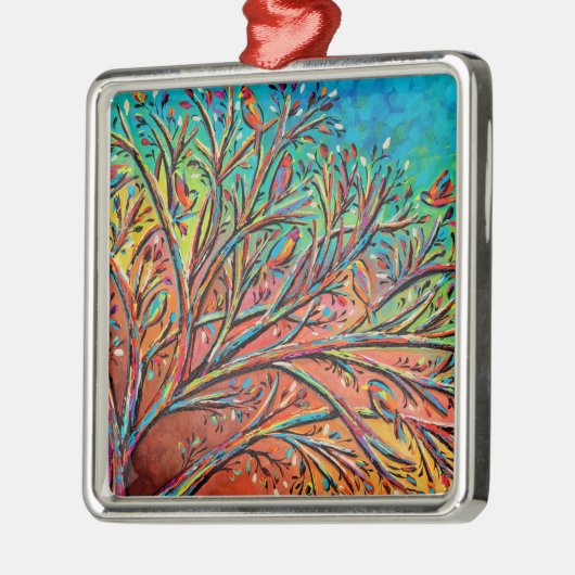 Sunrise Treetop Birds II Ornament Aus Metall (Links)
