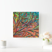 Sunrise Treetop Birds II Quadratische Wanduhr (Zuhause)