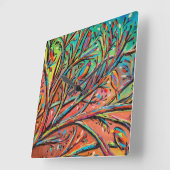 Sunrise Treetop Birds II Quadratische Wanduhr (Winkel)