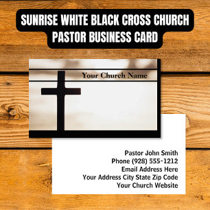Sunrise White Black Cross Church Pastor Visitenkarte