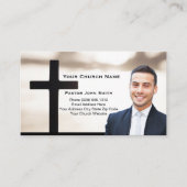 Sunrise White Black Cross Pastor Photo  Visitenkarte (Vorderseite)