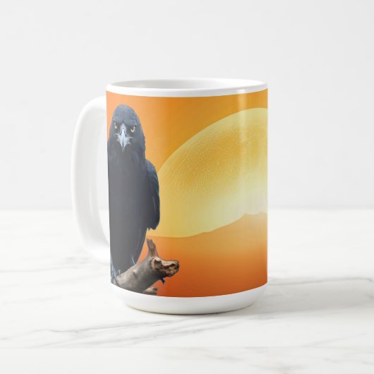 Sunrise Wild Nature Crow Bird Kaffeetasse (Vorderseite Links)