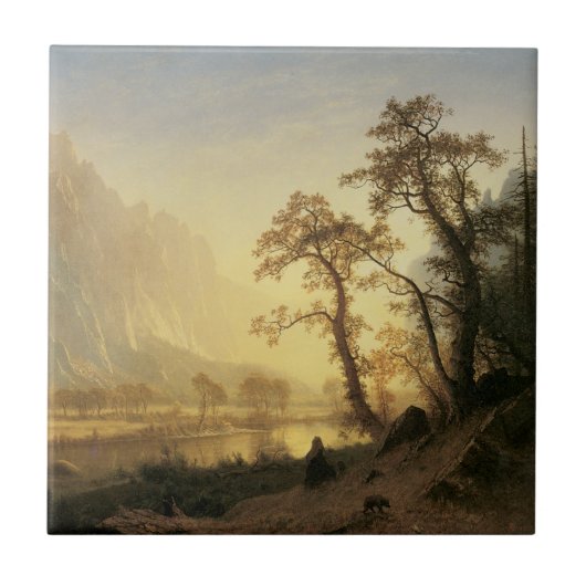Sunrise, Yosemite Valley von Albert Bierstadt Fliese (Vorderseite)