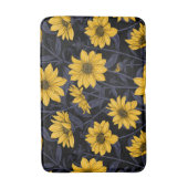 Sunroot, wilde Sonnenblumen in Gelb und Blau Badematte (Vorderseite Vertikal)