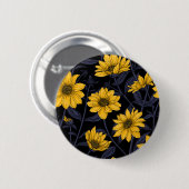 Sunroot, wilde Sonnenblumen in Gelb und Blau Button (Vorne & Hinten)