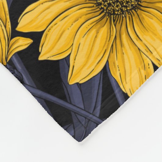 Sunroot, wilde Sonnenblumen in Gelb und Blau Fleecedecke (Ecke)