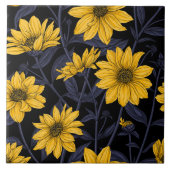 Sunroot, wilde Sonnenblumen in Gelb und Blau Fliese (Vorderseite)