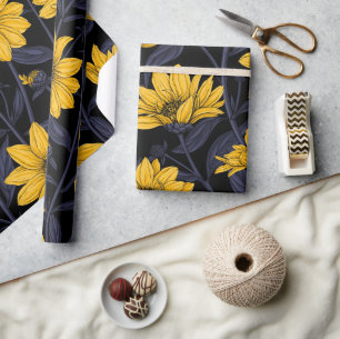 Sunroot, wilde Sonnenblumen in Gelb und Blau Geschenkpapier