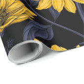 Sunroot, wilde Sonnenblumen in Gelb und Blau Geschenkpapier (Rolleneckpunkt)