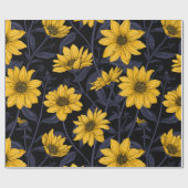 Sunroot, wilde Sonnenblumen in Gelb und Blau Geschenkpapier (Flach)