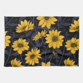 Sunroot, wilde Sonnenblumen in Gelb und Blau Geschirrtuch (Horizontal)