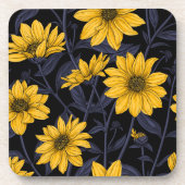 Sunroot, wilde Sonnenblumen in Gelb und Blau Getränkeuntersetzer (Vorderseite)