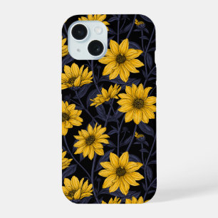 Sunroot, wilde Sonnenblumen in Gelb und Blau iPhone 15 Hülle