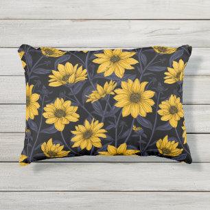 Sunroot, wilde Sonnenblumen in Gelb und Blau Kissen Für Draußen