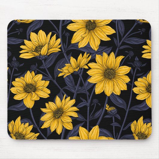 Sunroot, wilde Sonnenblumen in Gelb und Blau Mousepad (Vorne)