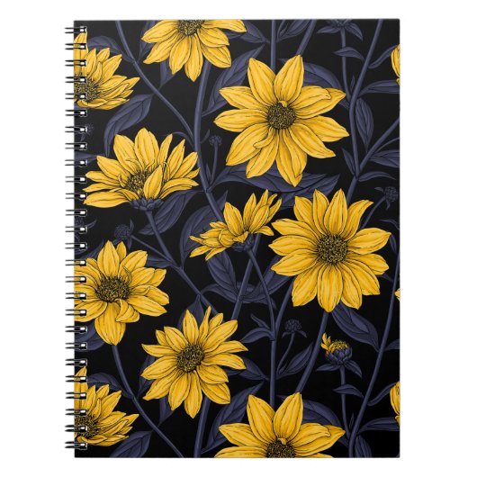 Sunroot, wilde Sonnenblumen in Gelb und Blau Notizblock (Vorderseite)