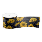 Sunroot, wilde Sonnenblumen in Gelb und Blau Satinband (Spule)