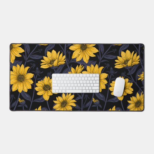 Sunroot, wilde Sonnenblumen in Gelb und Blau Schreibtischunterlage (Tastatur & Maus)