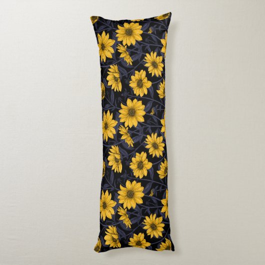 Sunroot, wilde Sonnenblumen in Gelb und Blau Seitenschläferkissen (Rückseite (Vertikal))