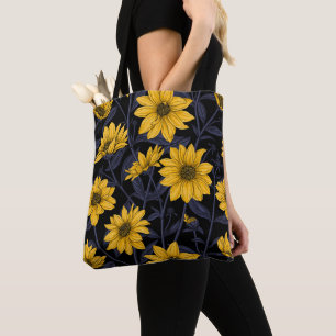 Sunroot, wilde Sonnenblumen in Gelb und Blau Tasche