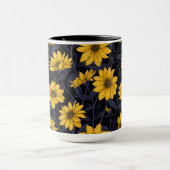 Sunroot, wilde Sonnenblumen in Gelb und Blau Tasse (Zentrum)