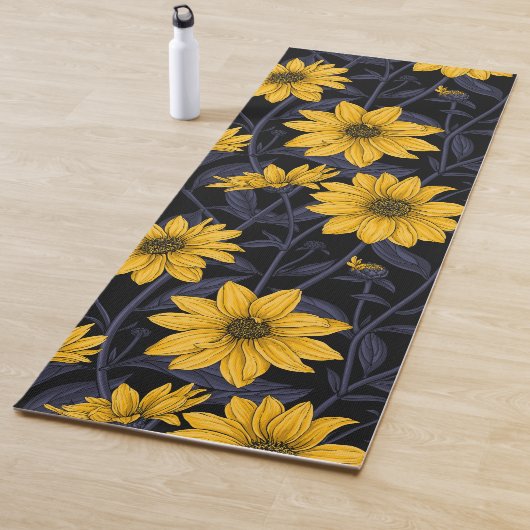 Sunroot, wilde Sonnenblumen in Gelb und Blau Yogamatte (Beispiel)