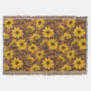 Sunroot, wilde Sonnenblumen in Gelb und Braun Decke