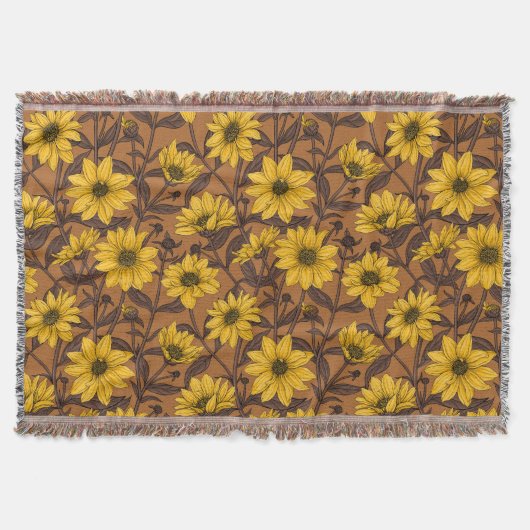 Sunroot, wilde Sonnenblumen in Gelb und Braun Decke (Vorderseite)