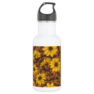 Sunroot, wilde Sonnenblumen in Gelb und Braun Edelstahlflasche
