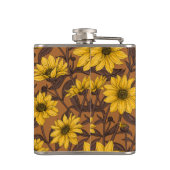 Sunroot, wilde Sonnenblumen in Gelb und Braun Flachmann (Rückseite)